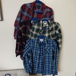 Youth Boy's Blue Plaid Button-Up Shirt - Casual Flannel